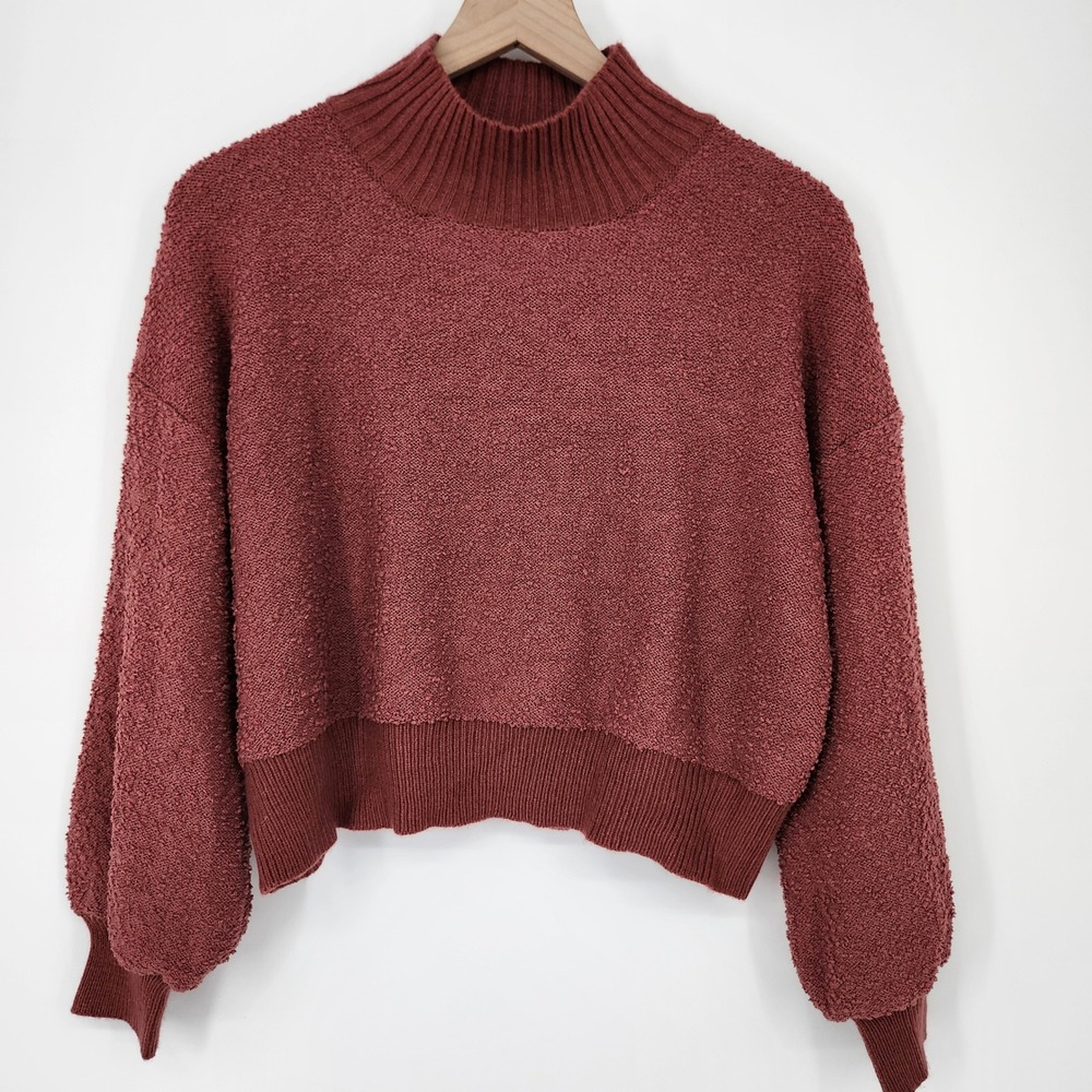 Debut Mock‎ Neck Sweater Womens XS Oversized Preppy Chunky Fisherman Minimalist